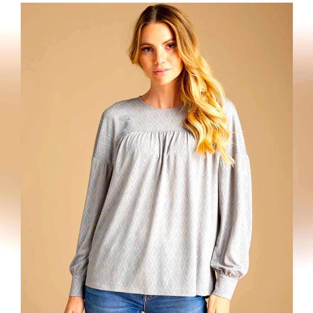 DownEast Fly Away Blouse - Diamond pattern XL